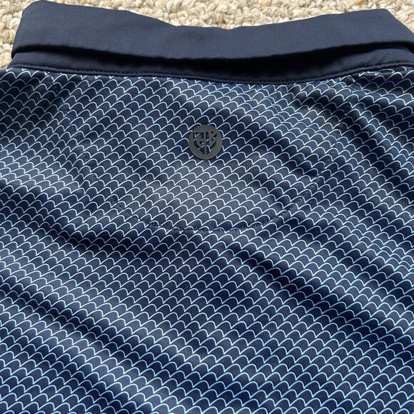 Graham Luxe Mens Polo Shirt Large Blue Wave Golf Performance Lightweight Outdoor - Picture 6 of 6